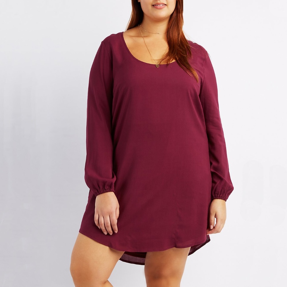 Plus Size Scoop Neck Shift Dress